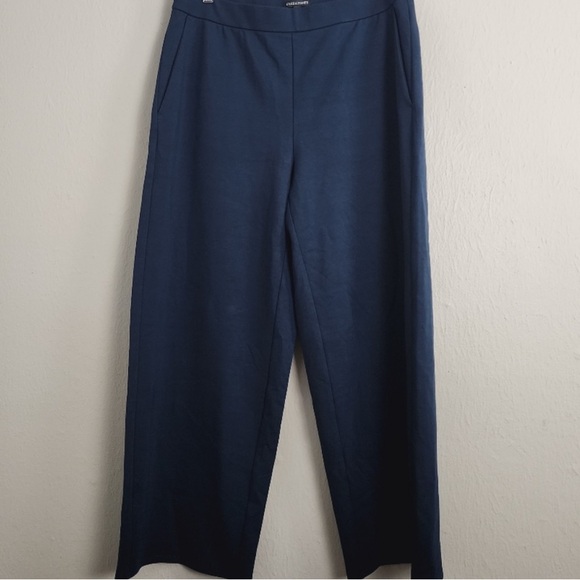 Eileen Fisher Navy Wide Leg Easy Fit Cropped Length Pant, new without tags - Picture 2 of 9